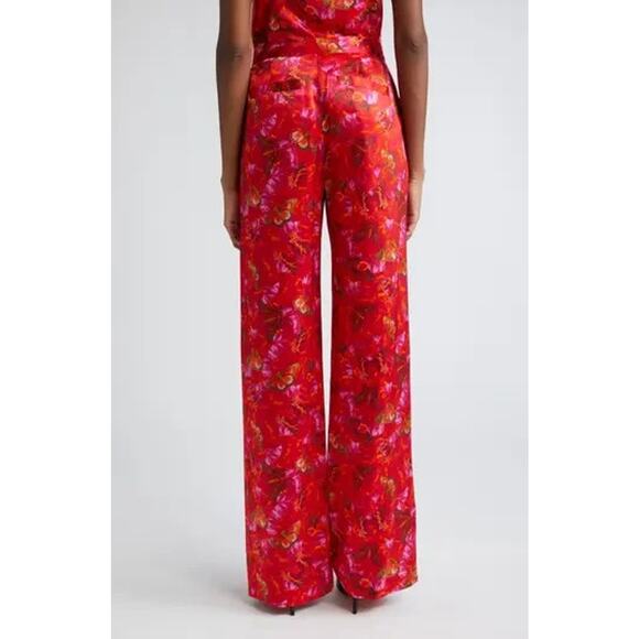 L'AGENCE Luvvy Butterfly Print Silk Straight Leg Trousers Women's Medium ? Pants - Picture 8 of 16